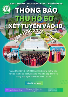 THÔNG BÁO THU HỒ SƠ XÉT TUYỂN VÀO LỚP 10 NĂM HỌC 2025 - 2026
